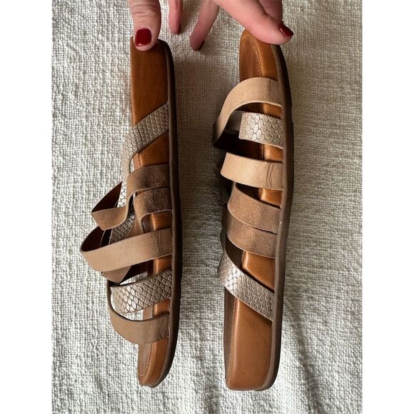 FitFlop Women's Size 8 Lumy Leather Slide Sandals Brown Silver Accents - Picture 4 of 5